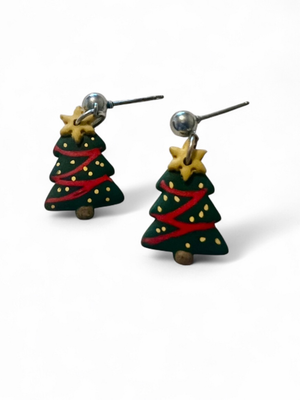 Green Christmas Tree Stud Earrings